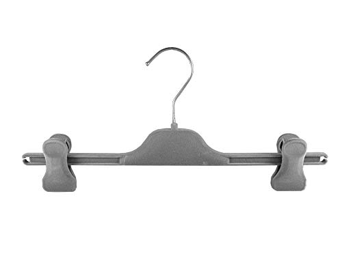 Kleiderbuegelshop24 Sonderposten !!! Samtbügel mit DRUCKSTELLEN für Hosen mit Clip, 35 cm, grau, NEU, 15 Stück von Kleiderbuegelshop24