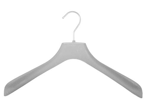 Sonderposten ! Samtbügel mit DRUCKSTELLEN für Jacken, 42 cm, grau, NEU, 10 Stück von Kleiderbuegelshop24
