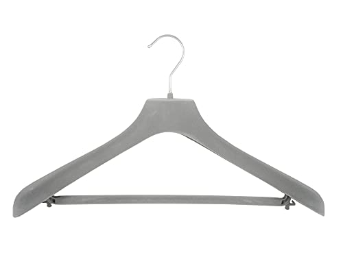 Sonderposten !!! Samtbügel mit DRUCKSTELLEN für Anzüge, 42 cm, grau, NEU, 10 Stück von Kleiderbuegelshop24