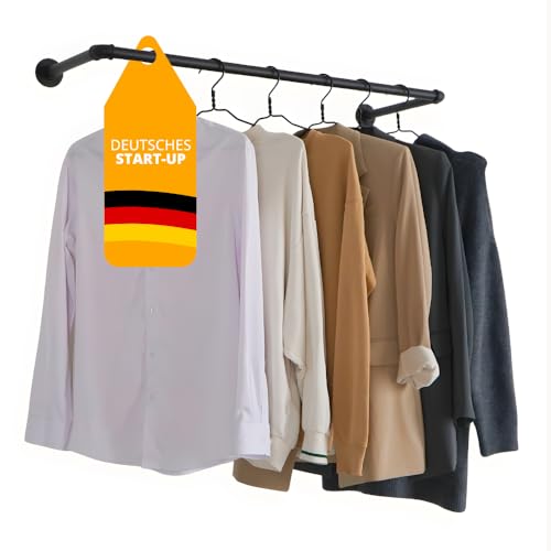 Kleidereisen Kleiderstange wandmontage - Stabile Garderobe industrial style aus massivem Gusseisen mit bis zu 30kg Belastbarkeit - Perfekt als Wandgarderobe oder für einen begehbaren Kleiderschrank von Kleidereisen