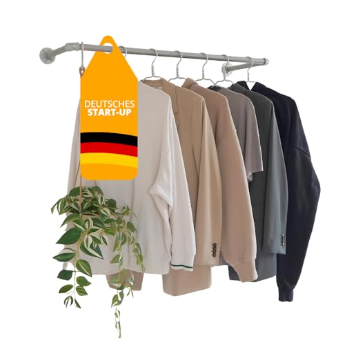 Kleidereisen Kleiderstange wandmontage - Stabile Garderobe industrial style aus massivem Gusseisen mit bis zu 30kg Belastbarkeit - Perfekt als Wandgarderobe oder für einen begehbaren Kleiderschrank von Kleidereisen