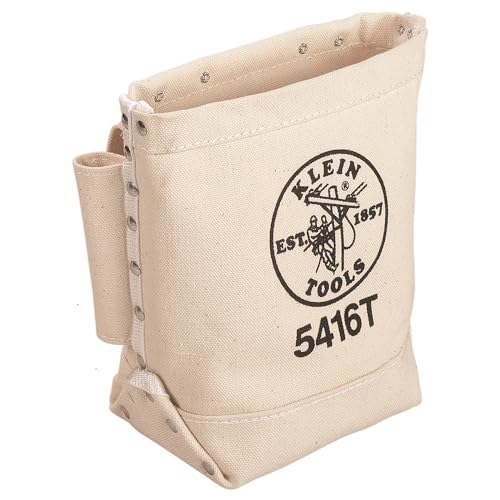 Canvas Bolt Bag Kleine Tasche zur Bolzenaufbewahrung mit Bull Pin Schlaufen, Gürteltunnelschlaufe Verbindung, Klein Tools 5416T, Creme, 25,40 cm von Klein Tools