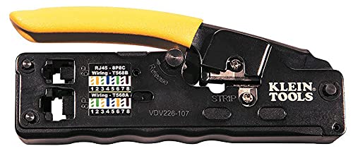 KLEIN TOOLS Datenkabel-Crimpwerkzeug/-Abisolierwerkzeug/Schneider mit Ratsche, Kompakt von Klein Tools