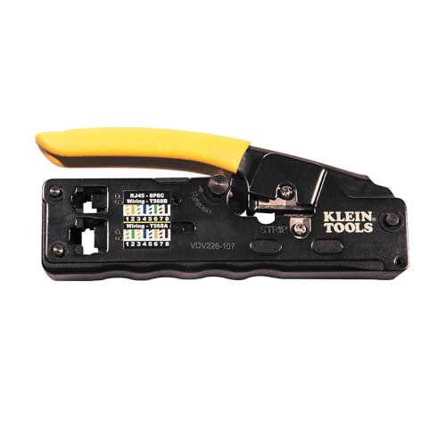 KLEIN TOOLS Datenkabel-Crimpwerkzeug/-Abisolierwerkzeug/Schneider mit Ratsche, Kompakt von KLEIN TOOLS