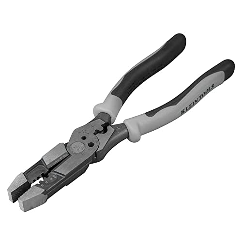 Klein Tools J215-8CR Multitoolzange, Hybrid-Mehrzweckwerkzeug/Crimpzange, Abisolierzange, Bolzenschere, Drahtgreifung, Drehen, Schlaufen, Grau/Schwarz von Klein Tools