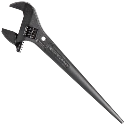Klein Tools 3227 Extra breiter verstellbarer Schraubenschlüssel, Bau-Spudschlüssel für bis zu 1–7/16 Zoll Muttern und Schrauben, 25,4 cm, mit Halteloch, hergestellt in USA von KLEIN TOOLS