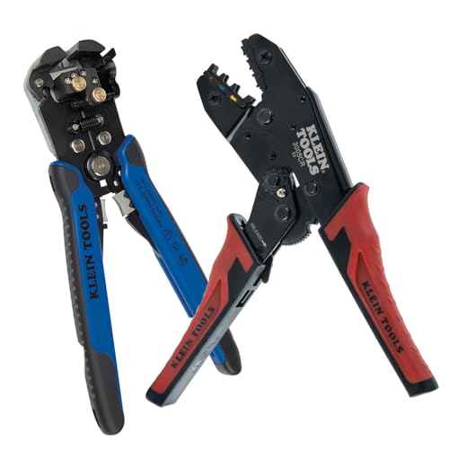 Klein Tools 80013 Kabel-Werkzeug-Set mit automatischer Abisolierzange und Ratsche, isolierter Terminal-Crimper, tolles elektrisches Werkzeugset, 2-teilig von Klein Tools