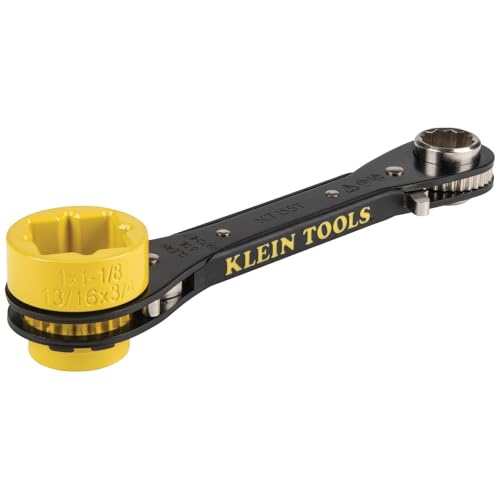 Klein Tools Lineman's KT155T 6-in-1-Ratschenschlüssel mit Durchschraub-Design und leuchtend gelber Stecknuss von Klein Tools