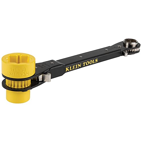 Klein Tools KT155HD Robuster 6-in-1-Ratschenschlüssel mit Durchsteck-Design und leuchtend gelber Stecknuss von Klein Tools