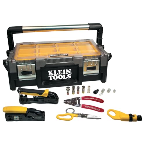 Klein Tools VDV001-833 VDV ProTech Kit with Transport Case, Cable Stripper, Crimper, Compression Connecters, Cable Cutter, Data/Telephone Plugs von Klein Tools