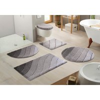 Kleine Wolke Badematte "Donna", rutschhemmend beschichtet, fußbodenheizungsgeeignet-schnell trocknend, Wellen Design, Pastell, 3-tlg. Set, rechteckig & rund erhältlich von Kleine Wolke