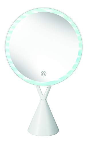Kleine Wolke Kosmetikspiegel Lady Mirror, Magnet Aufsatzspiegel mit 5-facher Vergrößerung, dimmbarer LED-Beleuchtung und Touch-Funktion, Größe: 21 x 34 x 9 cm, Material: ABS/ Glas von Kleine Wolke