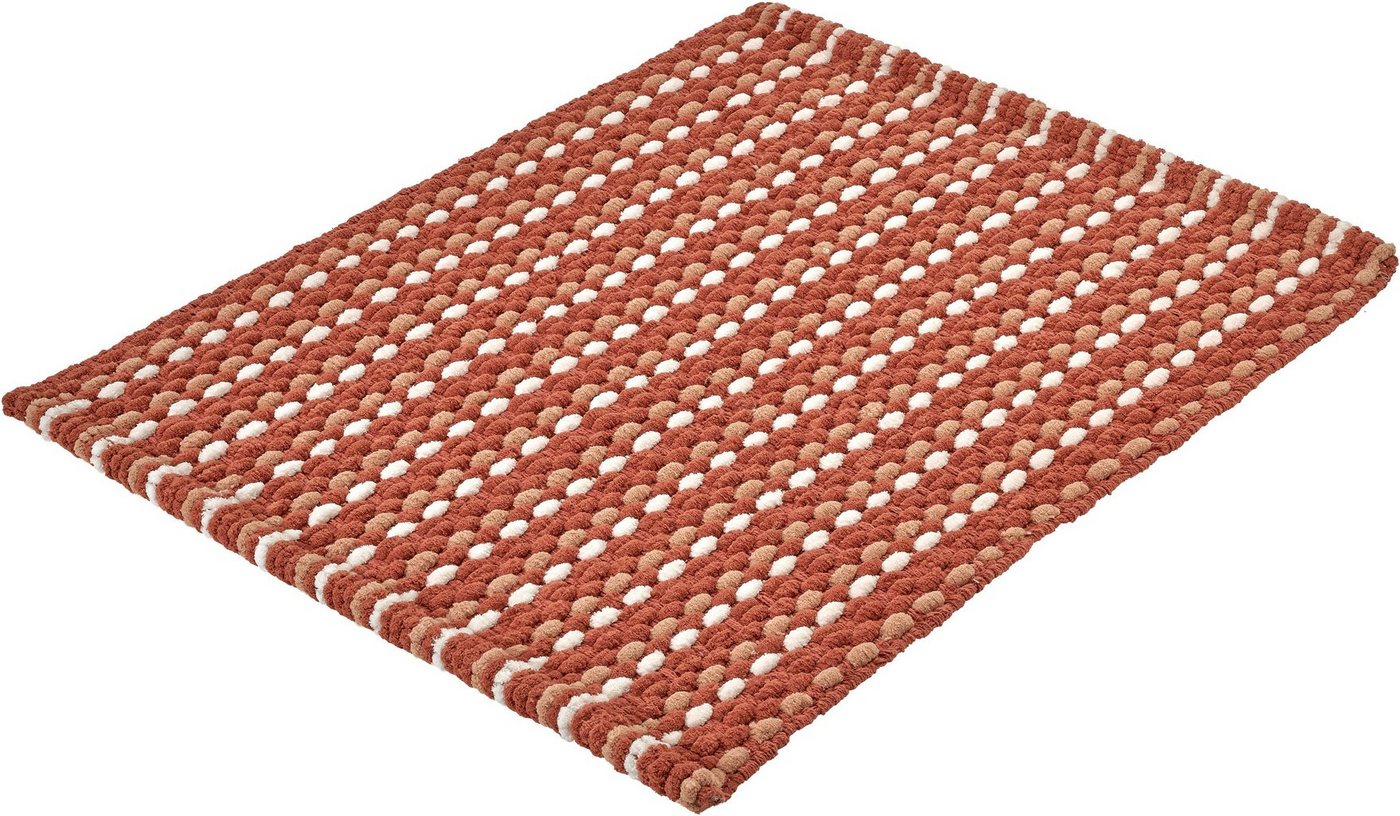 Badematte Loop Kleine Wolke, Höhe 12 mm, beidseitig nutzbar, fußbodenheizungsgeeignet, schnell trocknend, Baumwolle, Polyester, rechteckig, Badteppich, weiche Chenillequalität, gestreift, handgewebt von Kleine Wolke