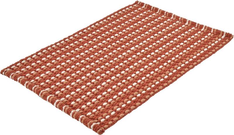 Badematte Loop Kleine Wolke, Höhe 12 mm, beidseitig nutzbar, fußbodenheizungsgeeignet, schnell trocknend, Baumwolle, Polyester, rechteckig, Badteppich, weiche Chenillequalität, gestreift, handgewebt von Kleine Wolke