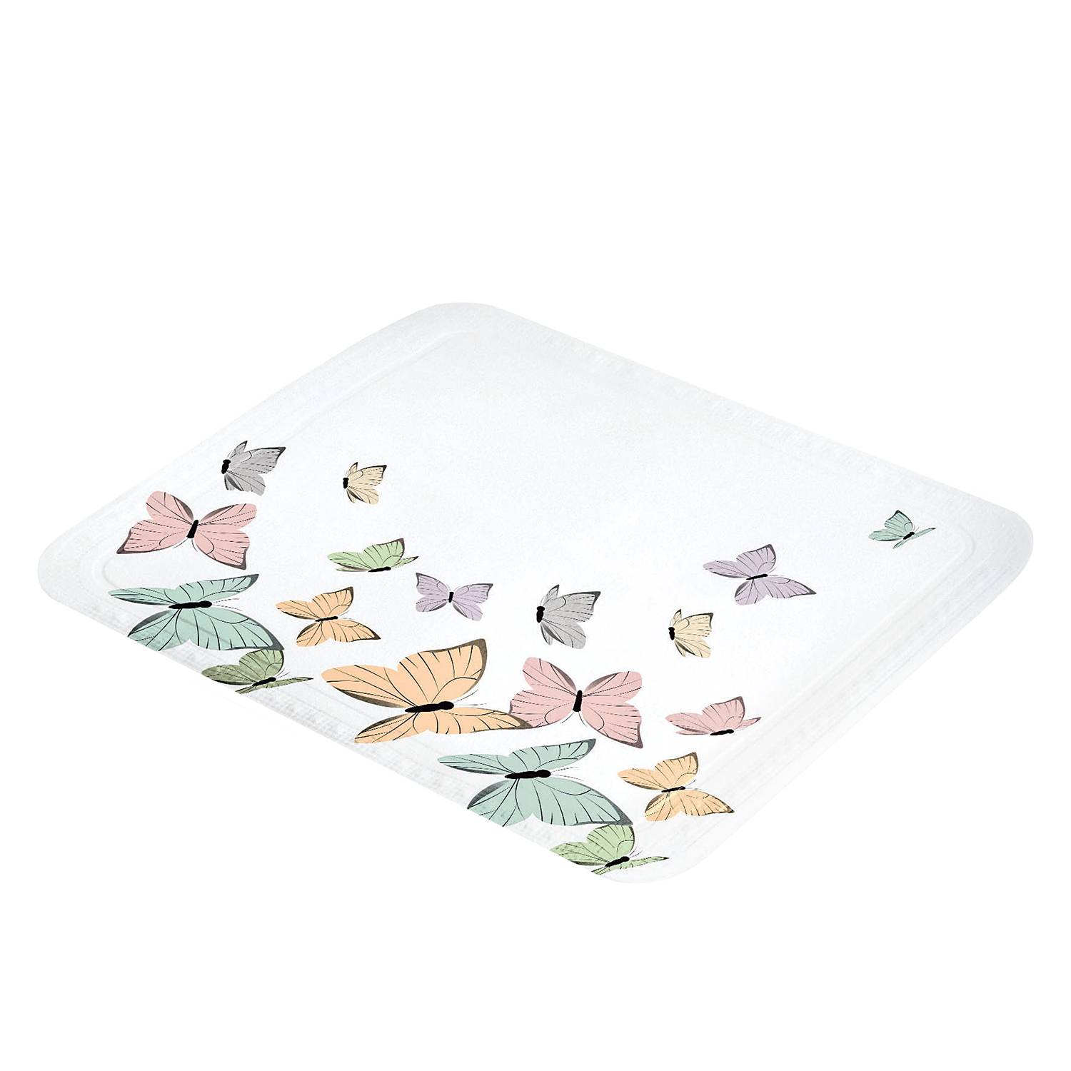 Duscheinlage Butterflies Weiß/Mehrfarbig PVC 55x55 cm (BxT) von Kleine Wolke