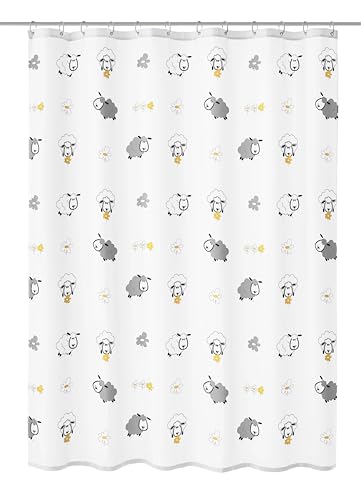Kleine Wolke Duschvorhang Sheep, Polyester, Mehrfarbig, 180 cm x 200 cm von Kleine Wolke