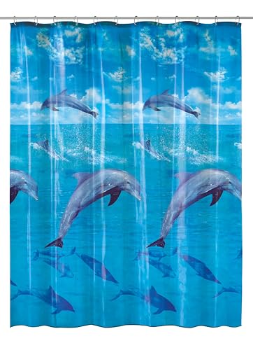 Kleine Wolke Duschvorhang Dolphin, 180x200 cm, Multicolor von Kleine Wolke