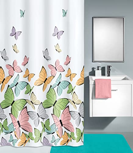 Kleine Wolke Butterflies Duschvorhang, Polyester, Multicolor, 180 x 200 x 0.2 cm von Kleine Wolke