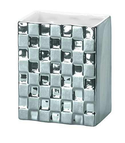 Kleine Wolke Check Zahnputzbecher, Porzellan, Silber, 7.5 x 7.5 x 9.2 cm Kleine Wolke Check Zahnputzbecher, Porzellan, Silber, 7.5 x 7.5 x 9.2 cm von Kleine Wolke