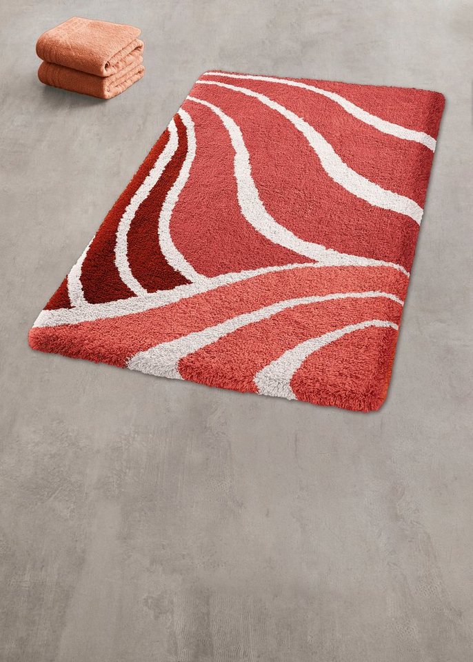 Kleine Wolke Badematte Flame, Höhe 15 mm, rutschhemmend beschichtet, fußbodenheizungsgeeignet, Polyacryl, rechteckig, Badteppich, modernes Wellen Design Kleine Wolke Badematte Flame, Höhe 15 mm, rutschhemmend beschichtet, fußbodenheizungsgeeignet, Polyacryl, rechteckig, Badteppich, modernes Wellen Design von Kleine Wolke