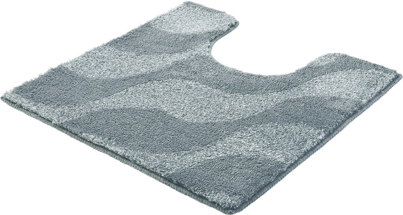 Kleine Wolke Badematte »Onda«, Höhe 15 mm, rutschhemmend beschichtet, fußbodenheizungsgeeignet, Polyacryl, quadratisch, WC Vorleger mit Ausschnitt, Badteppich, modernes Ton in Ton Wellendesign, flauschig von Kleine Wolke