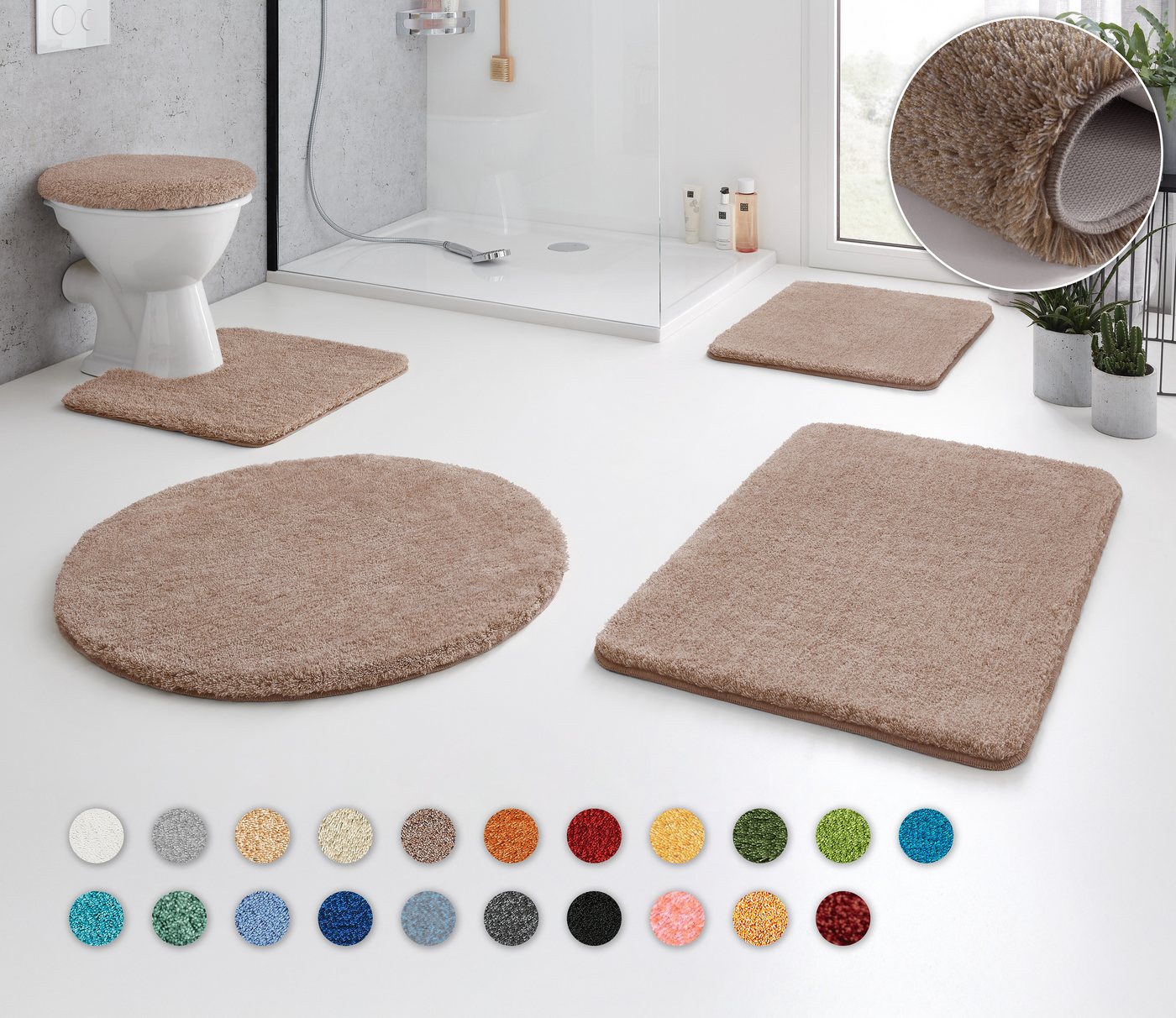 Kleine Wolke Badematte RELAX, Höhe 30 mm, rutschhemmend beschichtet, fußbodenheizungsgeeignet, Polyacryl, quadratisch, WC Vorleger mit Ausschnitt, Badteppich, Uni Farben, rechteckig, rund & als Set erhältlich Kleine Wolke Badematte RELAX, Höhe 30 mm, rutschhemmend beschichtet, fußbodenheizungsgeeignet, Polyacryl, quadratisch, WC Vorleger mit Ausschnitt, Badteppich, Uni Farben, rechteckig, rund & als Set erhältlich von Kleine Wolke