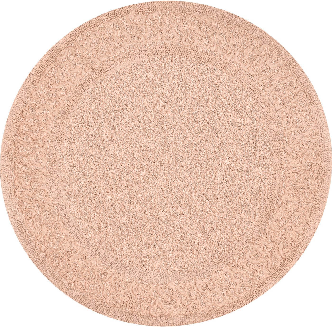 Kleine Wolke Badematte Talia, Höhe 9 mm, rutschhemmend beschichtet, fußbodenheizungsgeeignet, Baumwolle, rund, Badteppich, rund, Uni Farben, mit Bordüre von Kleine Wolke