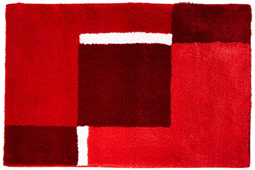Kleine Wolke Badteppich, Acryl, Rot/Grau, 60 x 90 cm von Kleine Wolke
