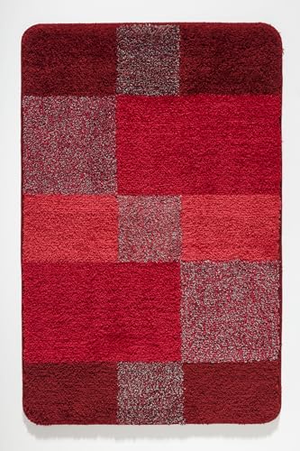 Kleine Wolke Badteppich Joana (LBH 120x70x2 cm) LBH 120x70x2 cm rot Badematte Badvorleger Duschvorleger Duschmatte Badeteppich von Kleine Wolke