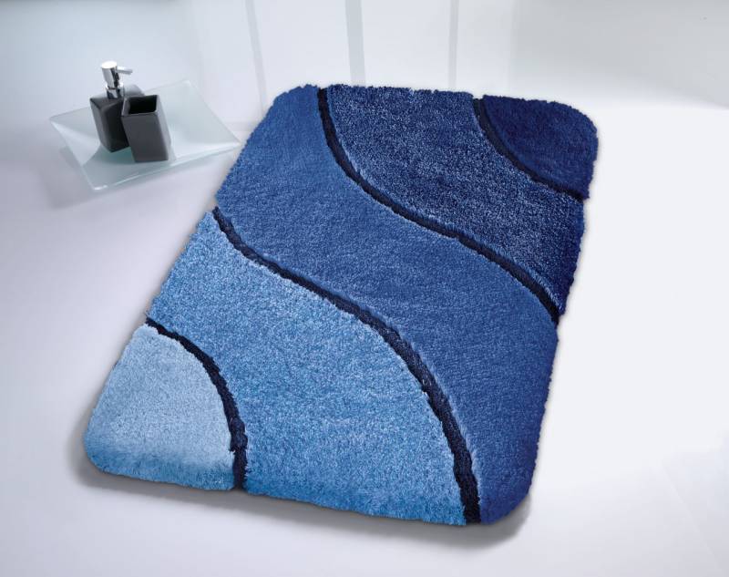 Kleine Wolke Badteppich Wave marineblau, 70 x 120 cm von Kleine Wolke