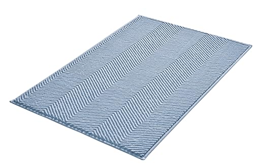 Kleine Wolke Badteppich Zigzag, 60x90 cm, Hellblau von Kleine Wolke