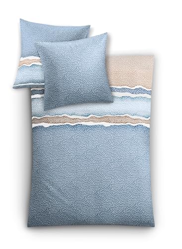 Kleine Wolke Bettwäsche Marea Mako-Satin eisblau-Taupe Größe 1x 155x220 cm + 1x 80x80 cm von Kleine Wolke