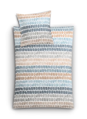 Kleine Wolke Bettwäsche Solid Mako-Satin Sand-beige-blau Größe 1x 155x220 cm + 1x 80x80 cm von Kleine Wolke