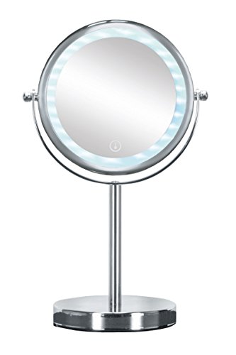 Kleine Wolke Kosmetikspiegel Bright Mirror mit 5-facher Vergrößerung, LED-Beleuchtung und Touch-Funktion, Größe: 17,5 x 29,5 x 12 cm, Material: Metall/ Glas / LED, Chrom von Kleine Wolke