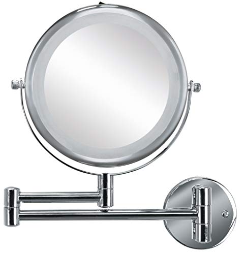 Kleine Wolke Kosmetikspiegel Brilliant Mirror mit 5-facher Vergrößerung und LED Beleuchtung, Größe: 25 x 27 x 3,5 cm, Material: Metall/Glas/LED, Silber von Kleine Wolke