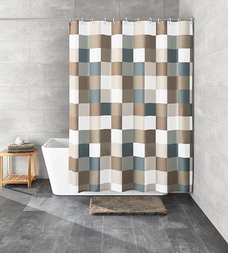 Kleine Wolke Check Duschvorhang, Polyester, Braun, 180 x 200 cm von Kleine Wolke