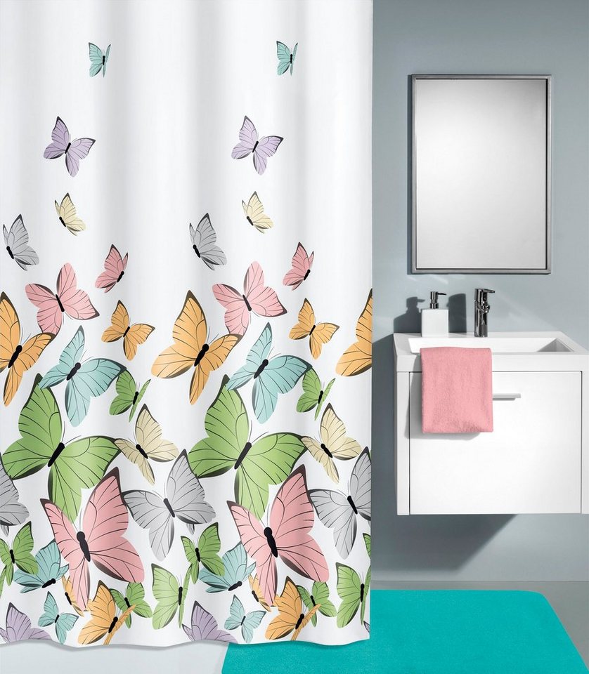 Kleine Wolke Duschvorhang Butterflies Breite 180 cm (1-tlg) von Kleine Wolke