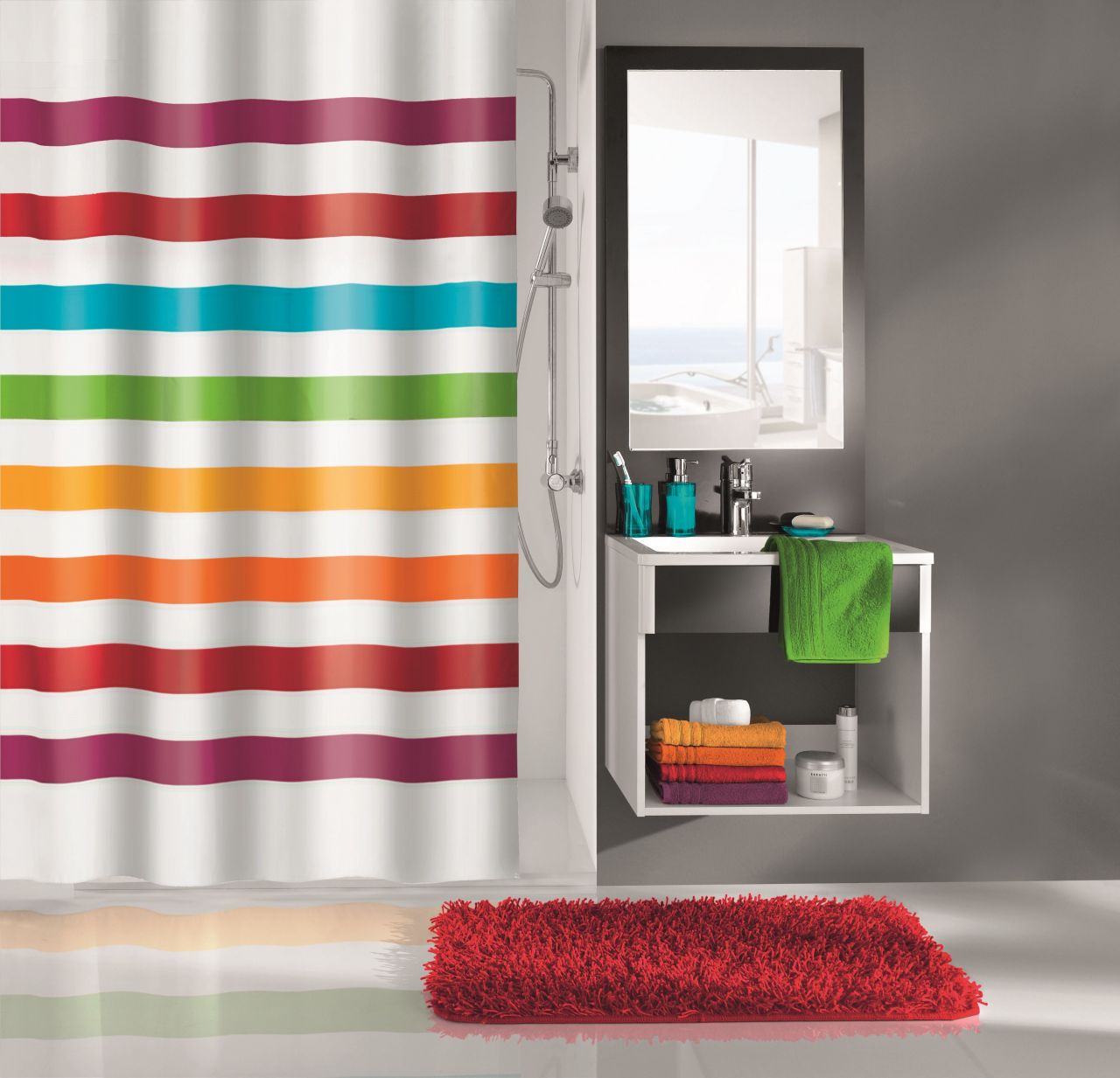 Kleine Wolke Duschvorhang Select multicolor, 180x200 cm von Kleine Wolke