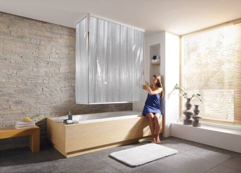 Kleine Wolke Eckduschrollo 132 x 56 x 240 cm milky von Kleine Wolke