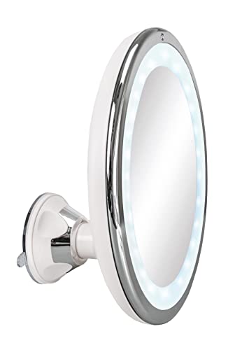 Kleine Wolke Kosmetikspiegel Flexy Max mit 10-facher Vergrößerung und LED Beleuchtung, Durchmesser 20 cm, Material: ABS/Glas von Kleine Wolke