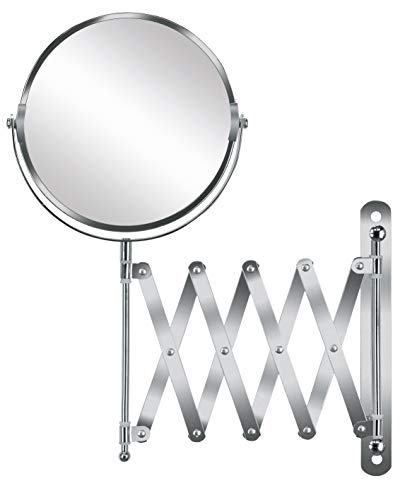 Kleine Wolke Kosmetikspiegel Move Mirror mit 5-facher Vergrößerung, Größe: 20 x 37,5 x 2 cm, Material: Metall/ Glas, Silber von Kleine Wolke