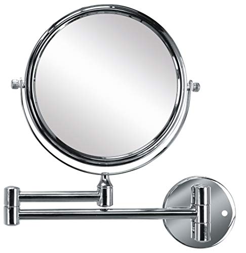 Kleine Wolke Kosmetikspiegel Ridge Mirror mit 3-facher Vergrößerung, Größe: 24,4 x 26 x 3,5 cm, Material: Metall/Glas, Silber von Kleine Wolke
