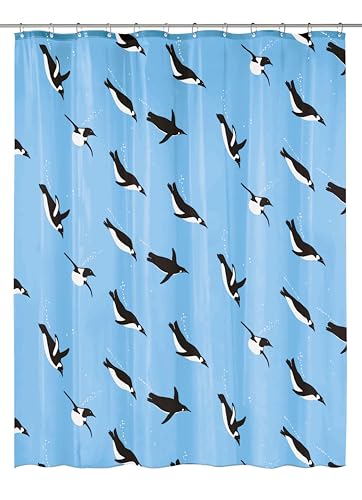 Kleine Wolke Penguin Duschvorhang, PEVA, Blau, 180x200 cm von Kleine Wolke