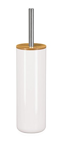 Kleine Wolke Polystyrol/Bambus WC-Bürstenhalter, Polyurethan, Weiß, 9.1 x 9.1 x 37.2 cm, 5877100856 von Kleine Wolke