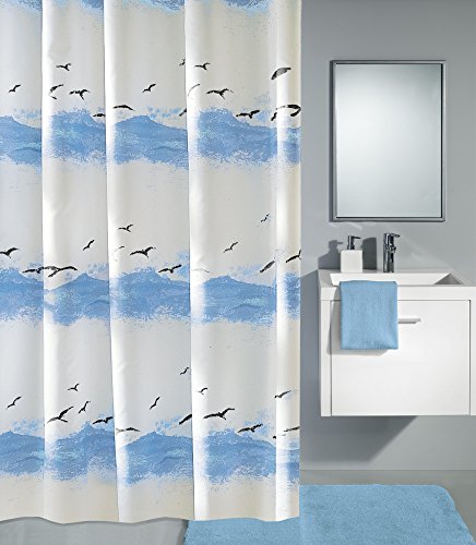 Kleine Wolke Textiler Duschvorhang Seaside , Größe:ca 240 x 180 cm;Farbe:krokusblau von Kleine Wolke