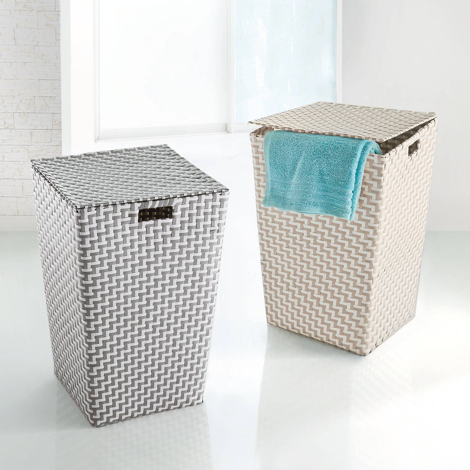 Kleine Wolke Wäschesammler Double Laundry Box Polypropylen Grau 35x55x35 cm (BxHxT) von Kleine Wolke