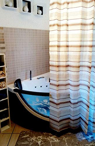 Stripes Beige Duschvorhang 180 x 200 cm. Hochwertige Textil von Kleine Wolke