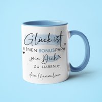 Bonuspapa Tasse Personalisiert Bonus Papa Zum Vatertag - Geburtstag Kaffeetasse Mit Wunschnamen. Geschenk, Weihnachtsgeschenk von KleineBuchstabenDE