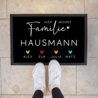 Personalisierte Fußmatte - Fussmatte Mit Wunschnamen | Familie Herzen Haustier 60x40 cm Geschenkidee Zum Umzug, Umzug von KleineBuchstabenDE