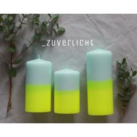 Zuverlicht Blockkerze | Mint_Neongelb Stumpenkerze von KleinefeteShop